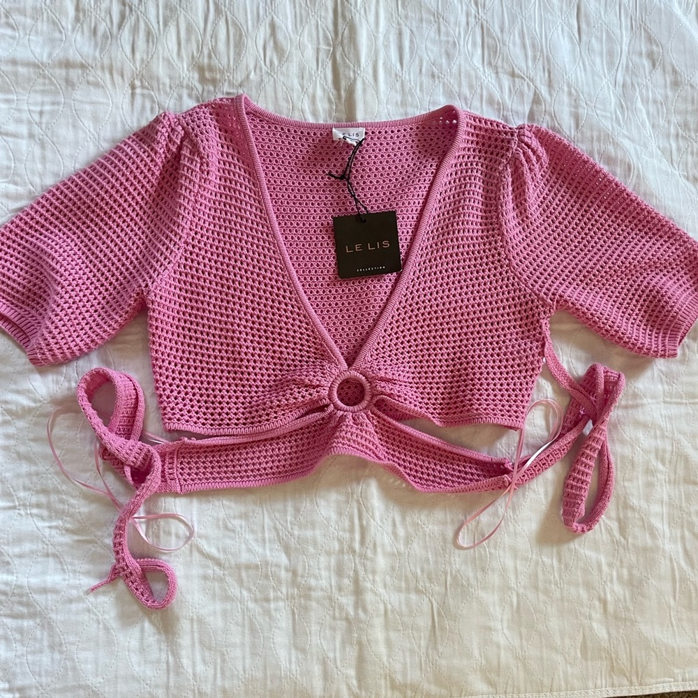 Pink knit tie top